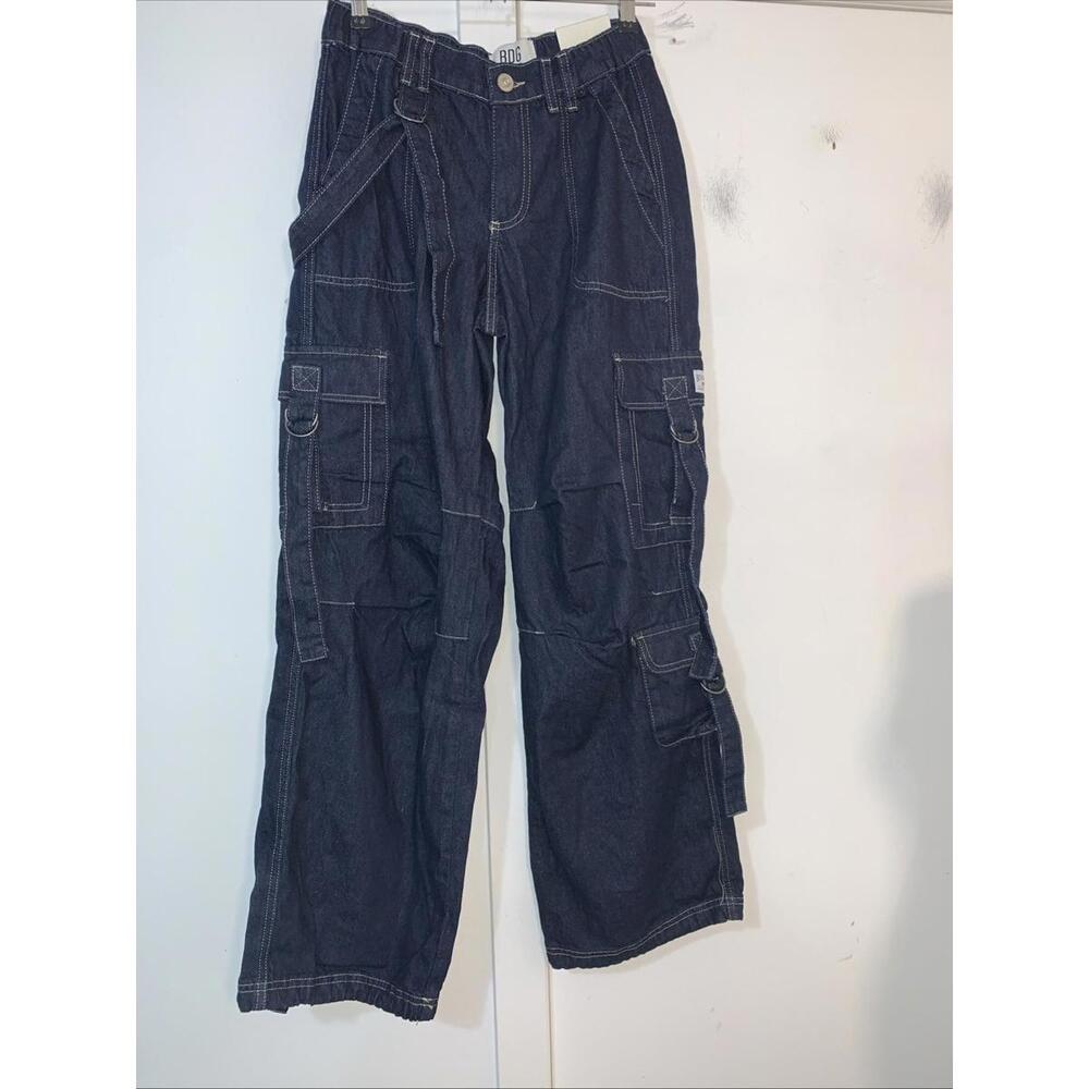 BDG Urban Outfitters Womens Baggy Cargo Barrel Jeans Dark Wash Size 25 NEW